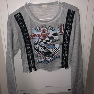 Race car flare sleeve crop top